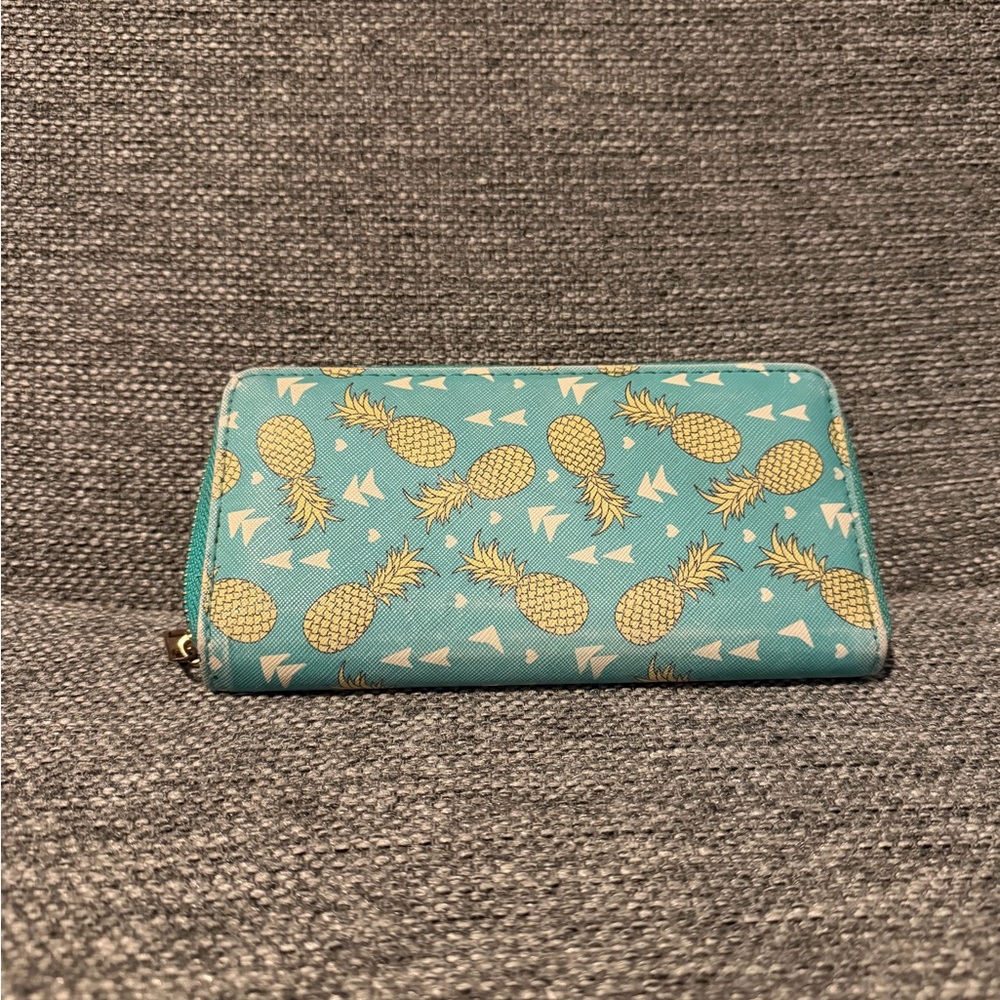 Pineapple Patterned Teal Women's Wallet - Picture 2 of 5